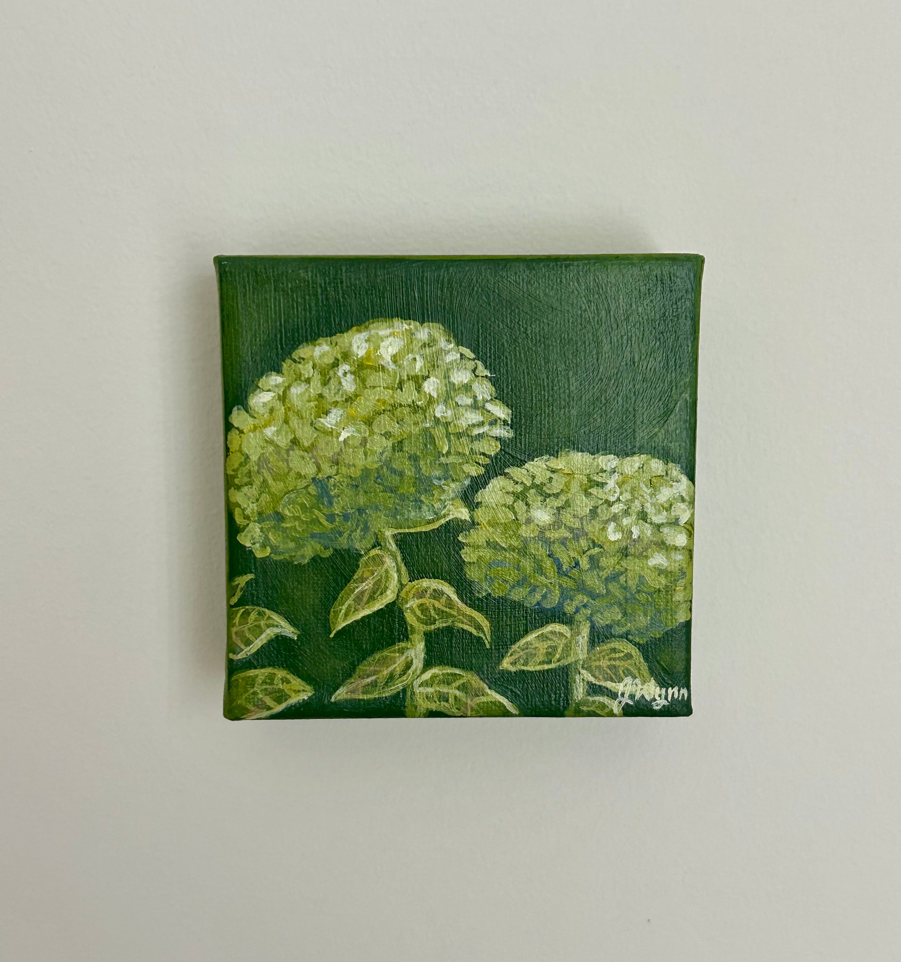 "Green Hydrangeas" 4 x 4, Original