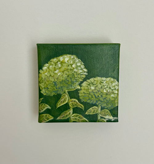 "Green Hydrangeas" 4 x 4, Original