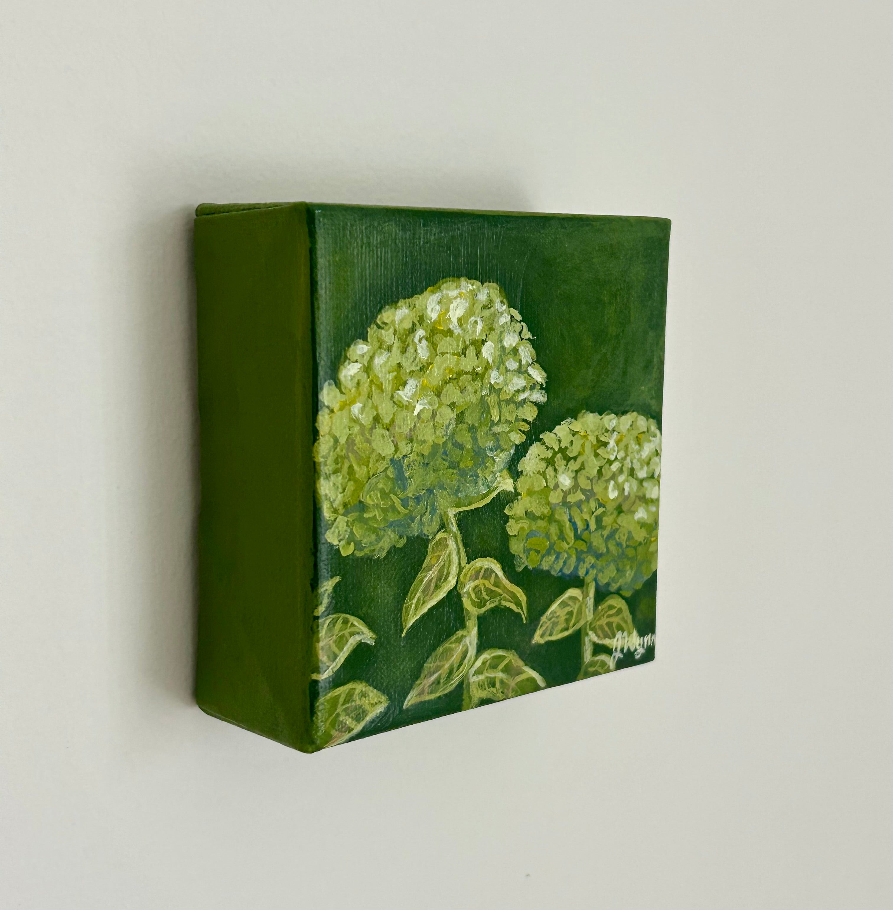 "Green Hydrangeas" 4 x 4, Original