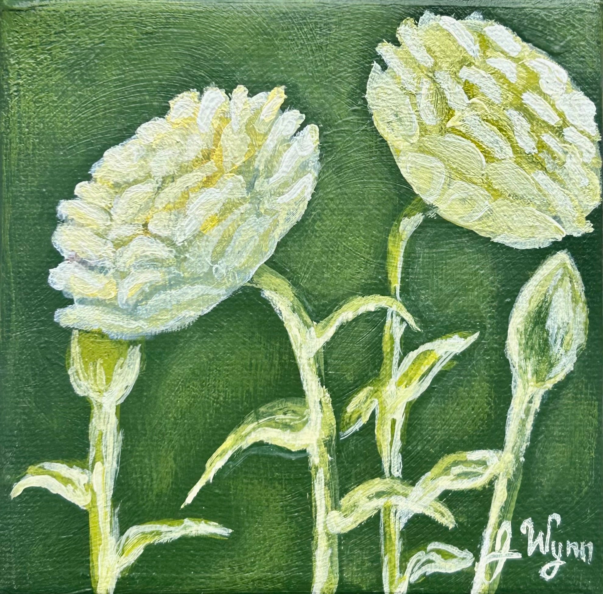 "White Ranunculus" 4 x 4, Original