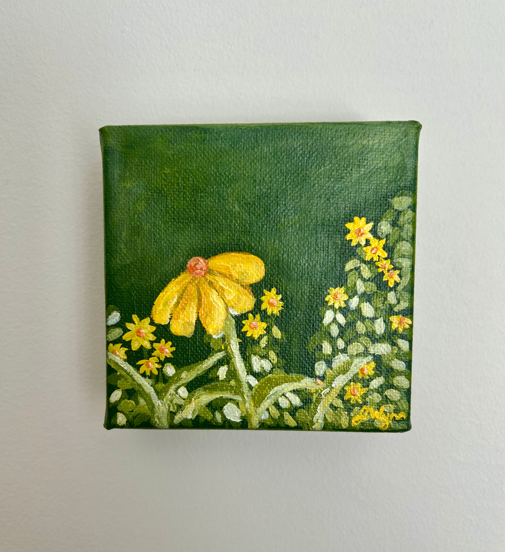 "Yellow Daisies" 4 x 4, Original