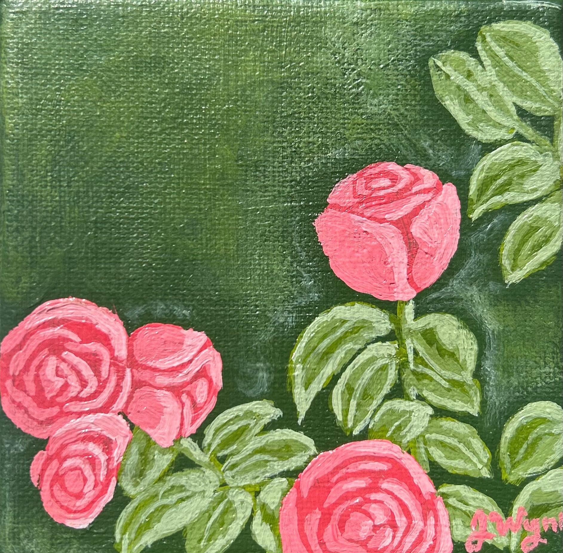 "Pink Roses" 4 x 4, Original