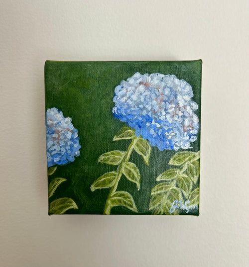 "Blue Hydrangeas" 4 x 4, Original