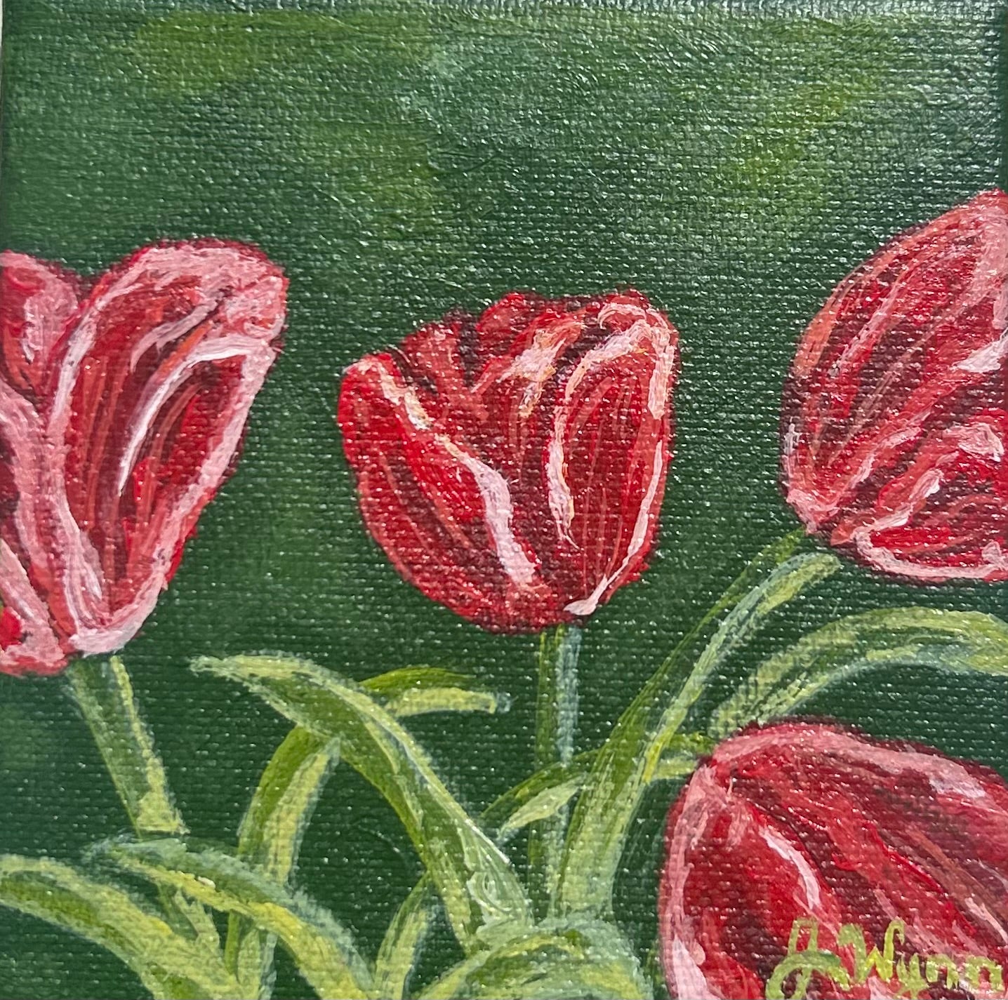 "Red Tulips" 4 x 4, Original