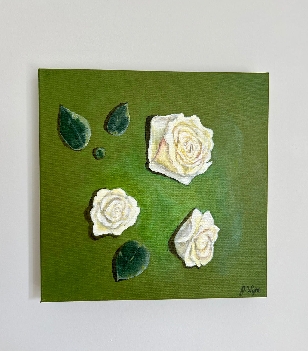 "White Roses Preserved in Time" 12 x 12, Original