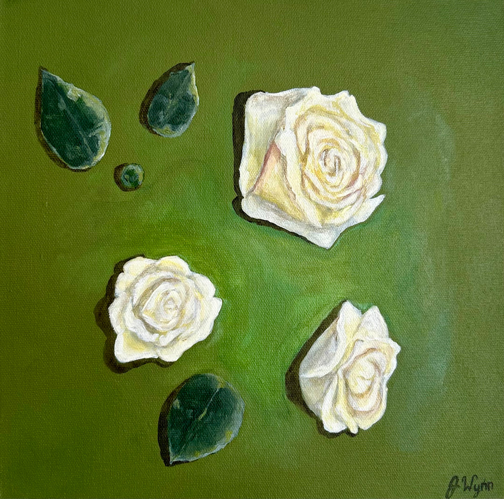 "White Roses Preserved in Time" 12 x 12, Original
